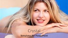  Presentation with pool side - Amazing slide set having woman relaxing on a pool side beach chair backdrop and a coral colored foreground