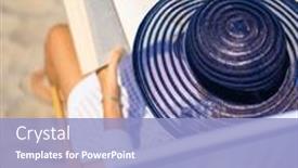  Presentation with relaxing - PPT theme enhanced with woman-relaxing-on-beach-reading background and a light blue colored foreground