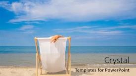  Presentation with relaxing - Colorful slide deck enhanced with woman-relaxing-on-beach-sitting backdrop and a lemonade colored foreground