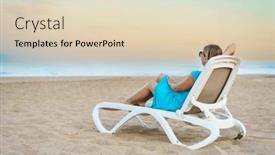  Presentation with relaxing - Slide set consisting of woman-relaxing-on-beach-sitting and a lemonade colored foreground