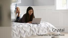  Presentation with sensuality woman black angel relaxing - Amazing PPT theme having woman relaxing on bed using backdrop and a  colored foreground