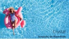  Presentation with flamingo - PPT theme enhanced with woman-relaxing-on-pink-flamingo background and a light blue colored foreground