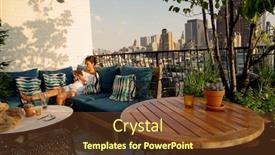  Presentation with new york city - Presentation design having woman-relaxing-on-rooftop background and a tawny brown colored foreground
