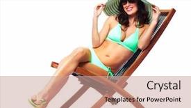  Presentation with sitting teddy bear isolated - Colorful PPT theme enhanced with woman relaxing on the beach backdrop and a coral colored foreground