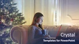  Presentation with relaxing - Slides enhanced with woman relaxing on the sofa background and a navy blue colored foreground