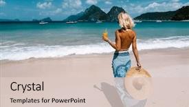  Presentation with relaxing - Presentation design consisting of woman relaxing on the tropical background and a lemonade colored foreground