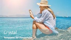  Presentation with lifestyle - PPT layouts featuring woman-relaxing-outdoors-lifestyle-watching background and a light blue colored foreground