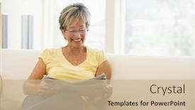  Presentation with sensuality woman black angel relaxing - Slides having current affairs - woman relaxing with newspaper background and a soft green colored foreground