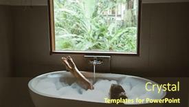  Presentation with foam - Presentation theme having woman-relaxing-with-pleasue background and a tawny brown colored foreground