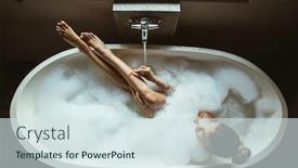  Presentation with razor - Presentation theme enhanced with woman-relaxing-with-pleasure background and a sky blue colored foreground