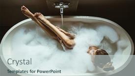  Presentation with dark skin - Beautiful presentation theme featuring woman-relaxing-with-pleasure backdrop and a sky blue colored foreground