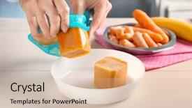  Presentation with ice frozen - Cool new slides with woman removing frozen vegetable puree backdrop and a soft green colored foreground