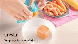  Presentation with ice frozen - Slide deck consisting of woman removing frozen vegetable puree background and a lemonade colored foreground