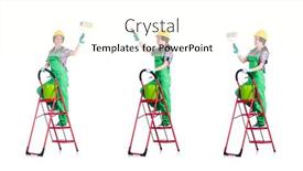  Presentation with repair - Audience pleasing slide set consisting of woman repair worker with ladder backdrop and a cream colored foreground