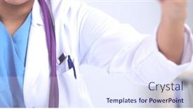  Presentation with vials - Cool new presentation with woman-researcher-is-surrounded backdrop and a sky blue colored foreground