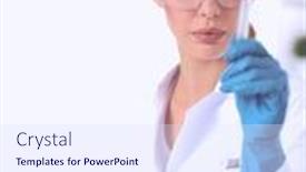  Presentation with vials - Audience pleasing slides consisting of woman-researcher-is-surrounded backdrop and a sky blue colored foreground