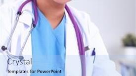  Presentation with vials - PPT theme having woman-researcher-is-surrounded background and a light blue colored foreground