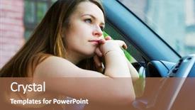  Presentation with car flat tire - Colorful slide deck enhanced with woman resting in the car backdrop and a  colored foreground