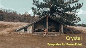  Presentation with cabin - Presentation featuring woman-resting-in-tiny-hunter background and a tawny brown colored foreground