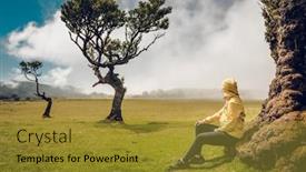  Presentation with ancient - Beautiful slides featuring woman-resting-near-an-ancient backdrop and a gold colored foreground