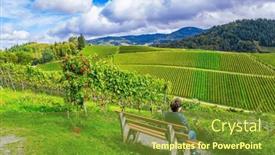  Presentation with woman world - Presentation having woman-resting-on-a-bench background and a tawny brown colored foreground
