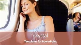  Presentation with journey - Audience pleasing presentation theme consisting of woman resting on train journey backdrop and a coral colored foreground