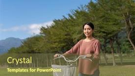  Presentation with bike - Presentation design consisting of woman-ride-a-bike background and a tawny brown colored foreground