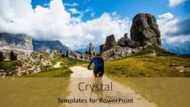  Presentation with adventure biking - PPT theme featuring woman-ride-electric-mountain-bikes background and a gold colored foreground