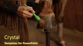  Presentation with rider - PPT layouts enhanced with woman-rider-applying-protective-varnish background and a tawny brown colored foreground