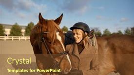  Presentation with rider - PPT layouts having woman-rider-spending-time background and a tawny brown colored foreground