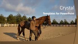  Presentation with rider - Slide deck consisting of woman-rider-walking-horse-side background and a seafoam green colored foreground