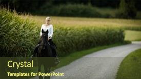  Presentation with equestrian - Slides having woman-riding-a-horse-equestrian background and a tawny brown colored foreground