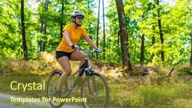  Presentation with bicycle - Slides consisting of woman-riding-bicycle-in-forest background and a tawny brown colored foreground