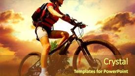  Presentation with bicycle - Slide deck featuring woman riding bicycle outside health background and a tawny brown colored foreground