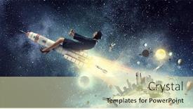  Presentation with missile - Presentation design featuring woman riding missile mixed media background and a soft green colored foreground