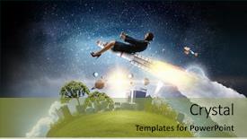  Presentation with missile - PPT layouts featuring woman riding missile mixed media background and a gold colored foreground