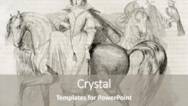  Presentation with painting old - Audience pleasing theme consisting of woman riding old engraving backdrop and a gray colored foreground