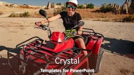  Presentation with turkey - Colorful slides enhanced with woman-riding-quad-bike backdrop and a tawny brown colored foreground