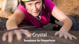  Presentation with rock climbing - Amazing PPT layouts having woman rock climbing backdrop and a violet colored foreground