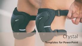  Presentation with knee - Slide set having woman-rollerskater-putting-on-knee background and a lemonade colored foreground