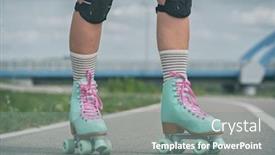  Presentation with knee - Beautiful slide deck featuring woman-rollerskater-wearing-knee-protector backdrop and a gray colored foreground