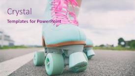  Presentation with pink - PPT theme enhanced with woman-rollerskater-wearing-roller-skates background and a lemonade colored foreground