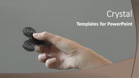  Presentation with modern - Cool new presentation with woman rolling modern spinner on grey background backdrop and a gray colored foreground