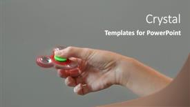  Presentation with modern - PPT layouts with woman rolling modern spinner on grey background background and a gray colored foreground