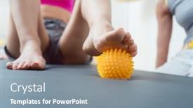  Presentation with rolling ball - Theme featuring woman rolling spiked ball background and a gray colored foreground