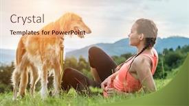  Presentation with golden woman - PPT layouts consisting of woman-runner-and-dog background and a lemonade colored foreground