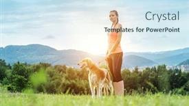  Presentation with golden woman - Cool new presentation with woman-runner-and-dog backdrop and a sky blue colored foreground