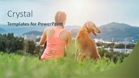  Presentation with health balance - PPT layouts with woman-runner-and-dog background and a sky blue colored foreground