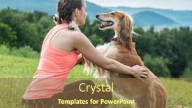  Presentation with golden woman - Cool new slides with woman-runner-and-dog backdrop and a tawny brown colored foreground