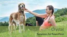  Presentation with golden woman - Colorful presentation enhanced with woman-runner-and-dog backdrop and a yellow colored foreground